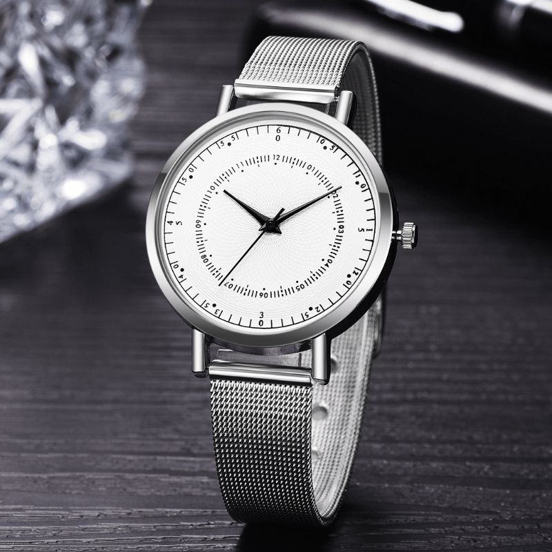 Deffrun Xr3282 Business Style Mesh Steel Strap Prosta Konstrukcja Moda Męskie Zegarek Zegarek Kwarcowy