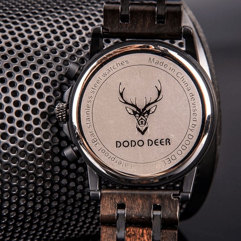 Dodo Deer D07 Retro Drewniany Świecący Wyświetlacz Daty Zegarek Kwarcowy Zegarek Z Pudełkiem