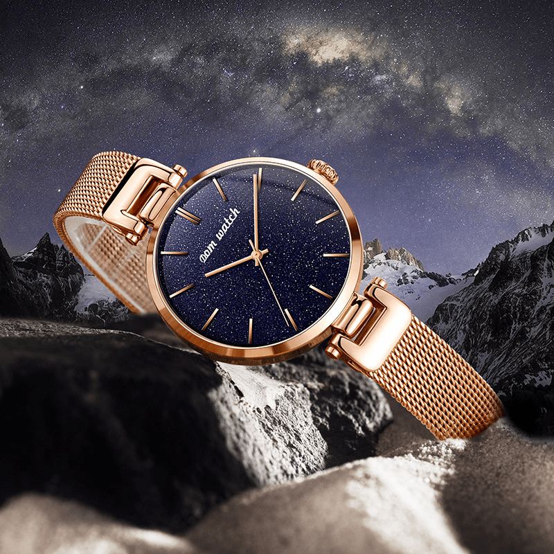 Dom G-1291 Moda Damskie Zegarek Wodoodporny Starry Sky Dial Light Luksusowy Zegarek Kwarcowy