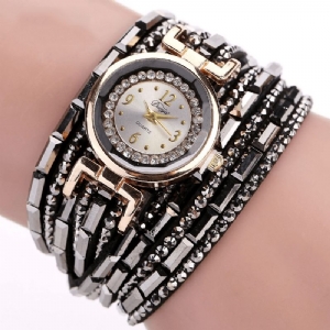 Duoya Dy004 Crystal Codzienne Style Ladies Zegarek Bransoleta Złota Koperta Zegarki Z Mechanizmem Kwarcowym