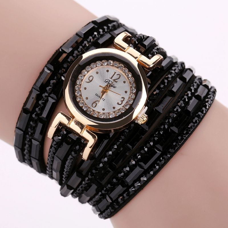 Duoya Dy004 Crystal Codzienne Style Ladies Zegarek Bransoleta Złota Koperta Zegarki Z Mechanizmem Kwarcowym