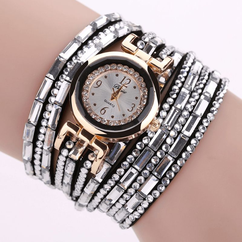 Duoya Dy004 Crystal Codzienne Style Ladies Zegarek Bransoleta Złota Koperta Zegarki Z Mechanizmem Kwarcowym