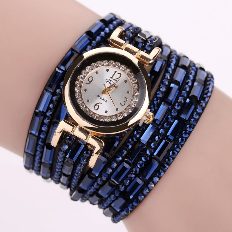 Duoya Dy004 Crystal Codzienne Style Ladies Zegarek Bransoleta Złota Koperta Zegarki Z Mechanizmem Kwarcowym