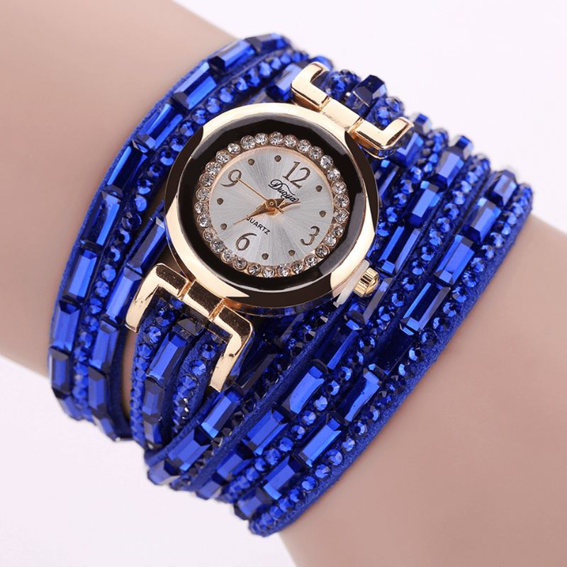 Duoya Dy004 Crystal Codzienne Style Ladies Zegarek Bransoleta Złota Koperta Zegarki Z Mechanizmem Kwarcowym