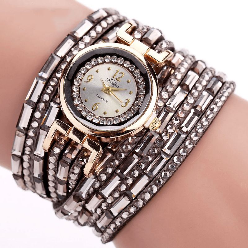 Duoya Dy004 Crystal Codzienne Style Ladies Zegarek Bransoleta Złota Koperta Zegarki Z Mechanizmem Kwarcowym