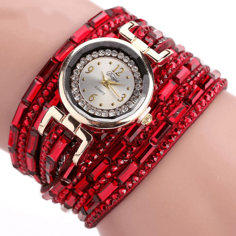 Duoya Dy004 Crystal Codzienne Style Ladies Zegarek Bransoleta Złota Koperta Zegarki Z Mechanizmem Kwarcowym