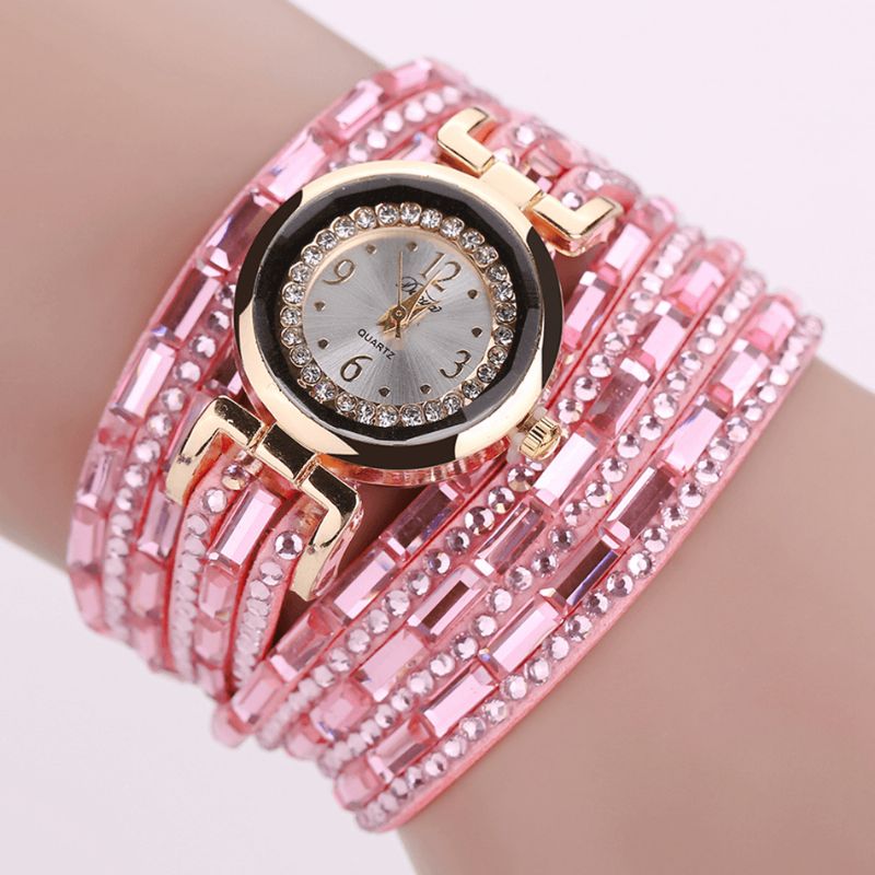 Duoya Dy004 Crystal Codzienne Style Ladies Zegarek Bransoleta Złota Koperta Zegarki Z Mechanizmem Kwarcowym