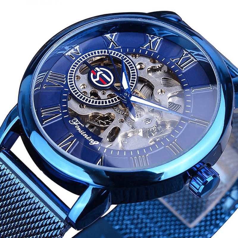 Forsining Gmt1040 Moda Męskie Automatyczny Zegarek Luminous Display Mechaniczny Zegarek Z Przezroczystej Siatki