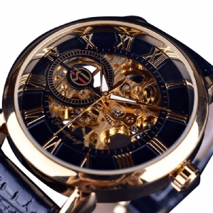 Forsining Gmt838 3D Hollow Grawerowanie Design Luminous Display Moda Męskie Automatyczny Zegarek Mechaniczny