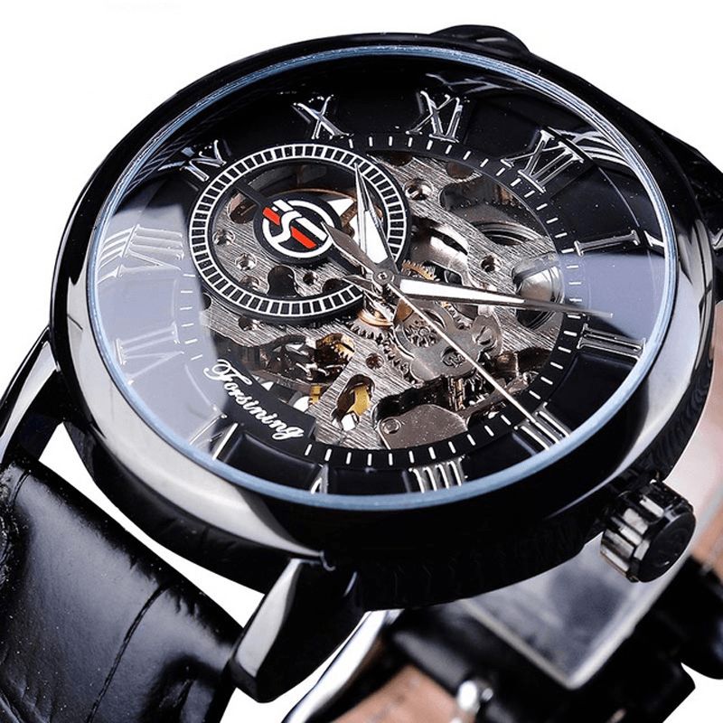 Forsining Gmt838 3D Hollow Grawerowanie Design Luminous Display Moda Męskie Automatyczny Zegarek Mechaniczny