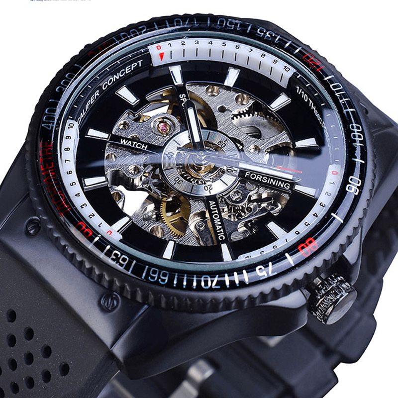 Forsining Gmt963 Moda Męskie Zegarek Silikonowy Pasek Automatyczny Zegarek Mechaniczny Na Co Dzień