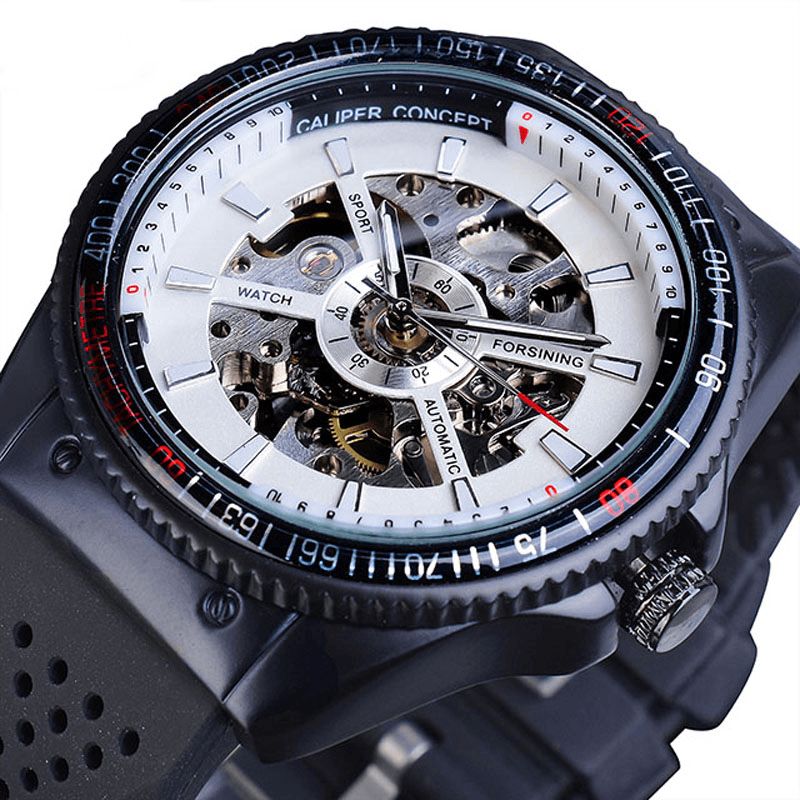 Forsining Gmt963 Moda Męskie Zegarek Silikonowy Pasek Automatyczny Zegarek Mechaniczny Na Co Dzień