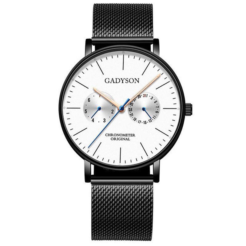 Gadyson A0101 Moda Męskie Zegarek Luminous Display Metal Mesh Belt Business Ultra-Thin Quartz Watch