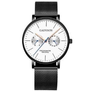 Gadyson A0101 Moda Męskie Zegarek Luminous Display Metal Mesh Belt Business Ultra-Thin Quartz Watch