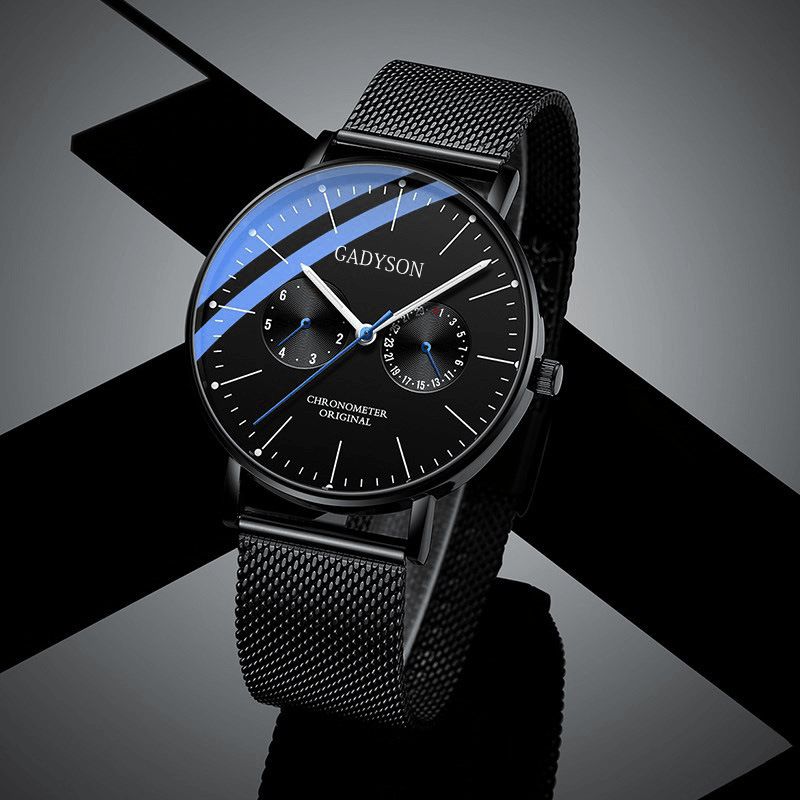 Gadyson A0101 Moda Męskie Zegarek Luminous Display Metal Mesh Belt Business Ultra-Thin Quartz Watch