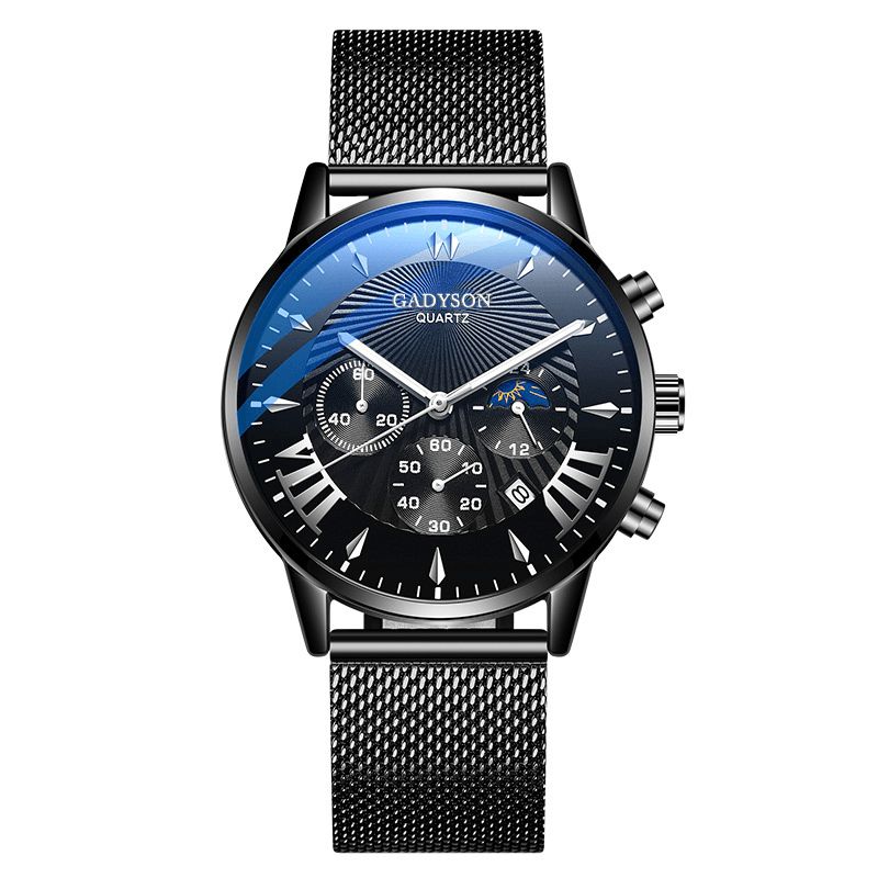 Gadyson A0102 Moda Męskie Zegarek Luminous Data Display Metal Mesh Belt Business Quartz Watch