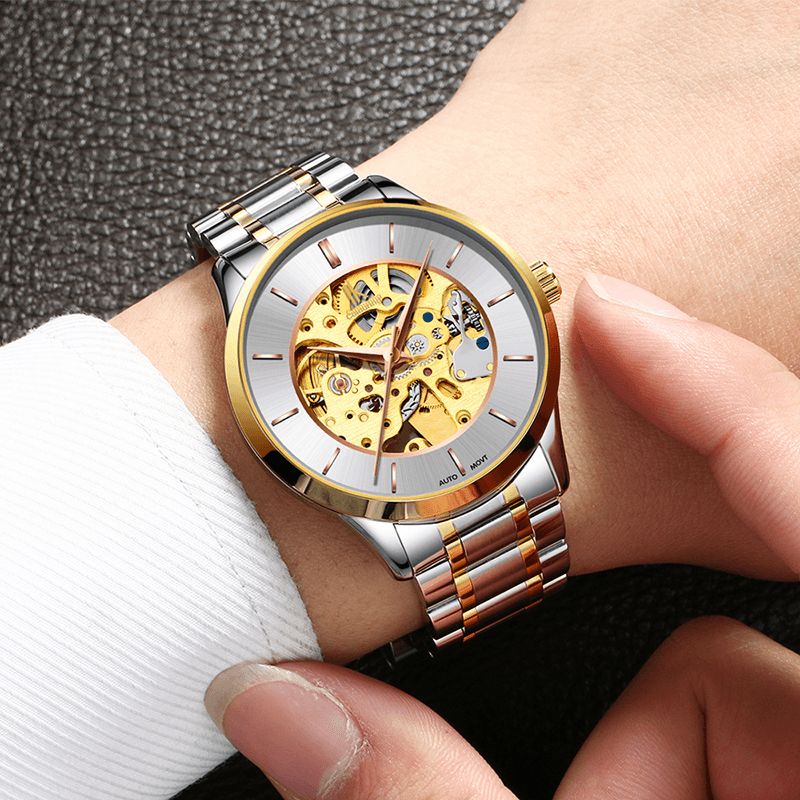 Ik Coloring K004 Business Style Męski Zegarek Wacth Rose Golden Auto Mechaniczny Zegarek Na Rękę