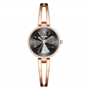 Jusen Js6222 Hollow Metalowy Pasek Moda Simple Dial Ladies Dress Damskie Quartz Watch