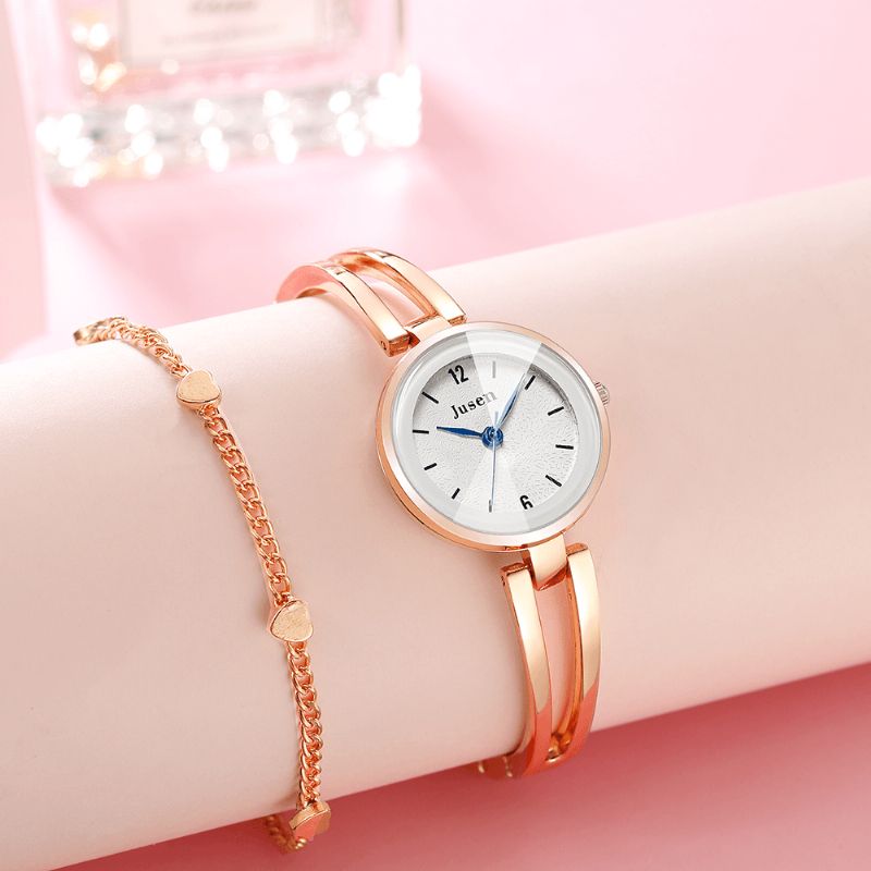 Jusen Js6222 Hollow Metalowy Pasek Moda Simple Dial Ladies Dress Damskie Quartz Watch