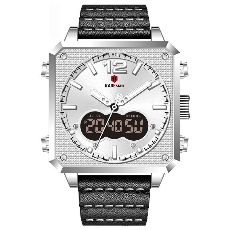 Kademan K9038 Wodoodporny Wielofunkcyjny Męski Zegarek Na Rękę Codzienne Style Dual Display Quartz Watch