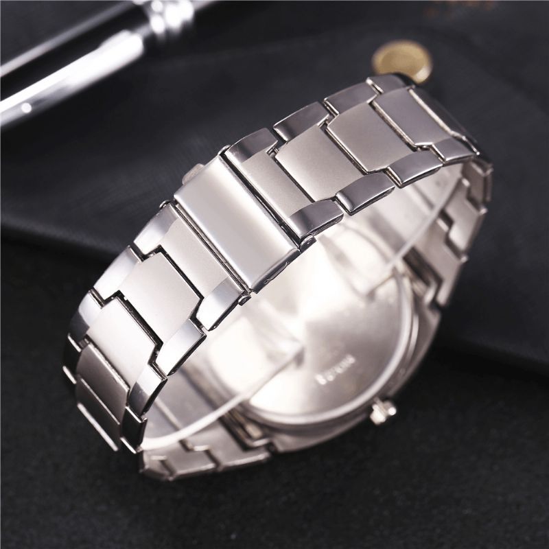 Khorasan Business Codzienne Proste Cyfry Arabskie Dial Steel Band Męskie Quartz Watch