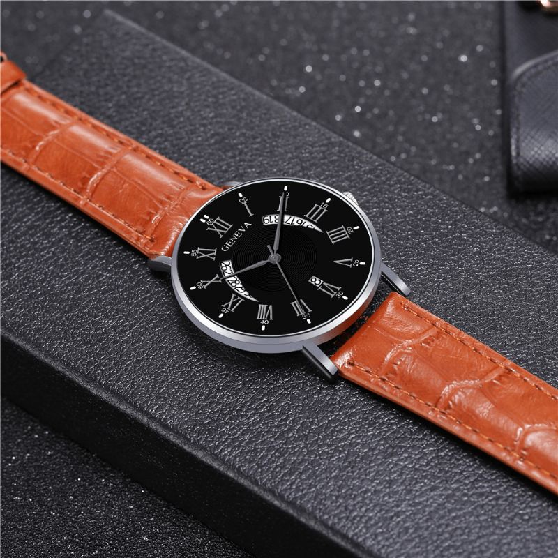 Khorasan Creative Codzienne Wing Hollow Design Pu Leather Band Męskie Quartz Zegarek Wristband