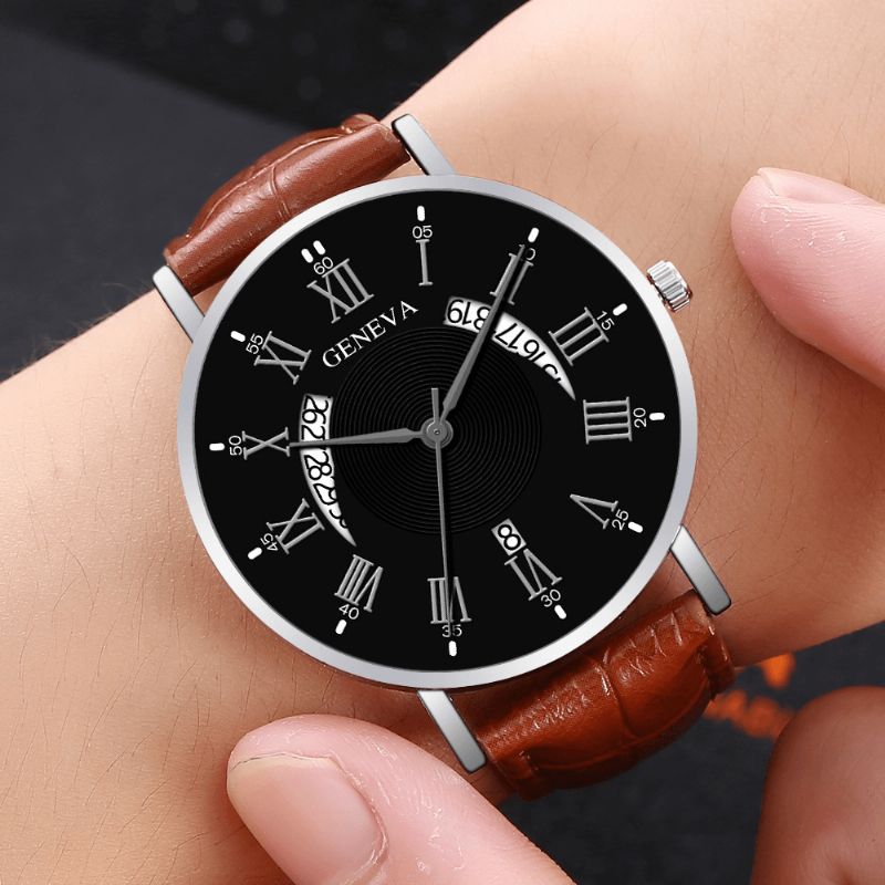 Khorasan Creative Codzienne Wing Hollow Design Pu Leather Band Męskie Quartz Zegarek Wristband