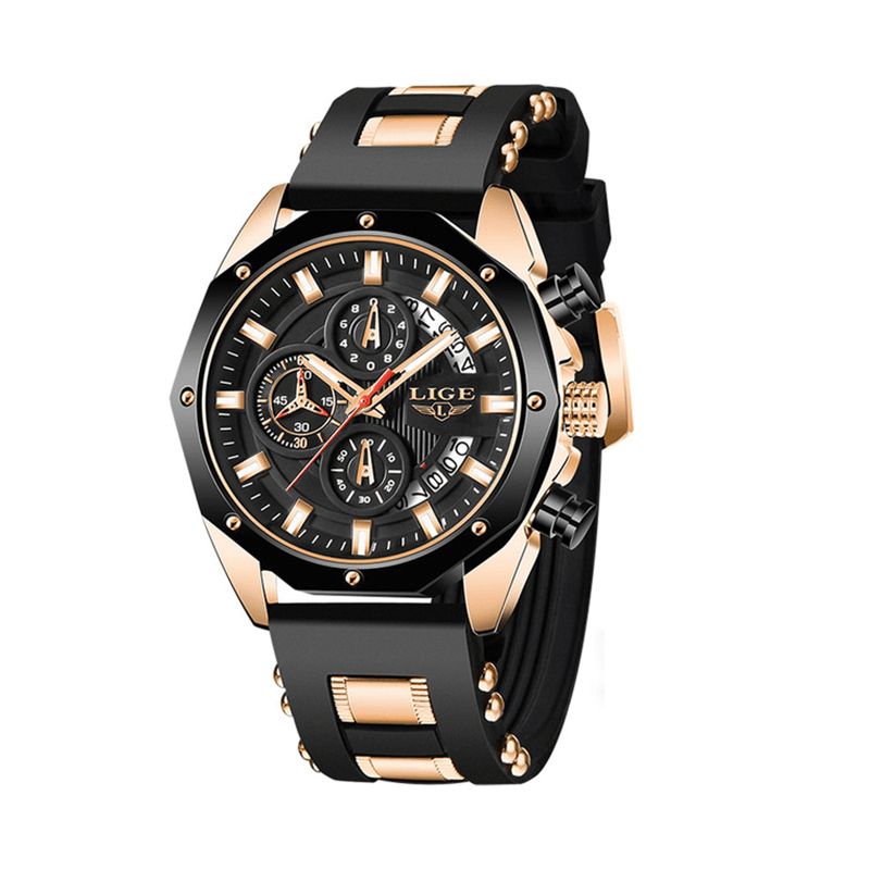 Lige Lg8908 Luminous Disply Męskie Sport Zegarek Chronograph 30M Wodoodporny Zegarek Kwarcowy