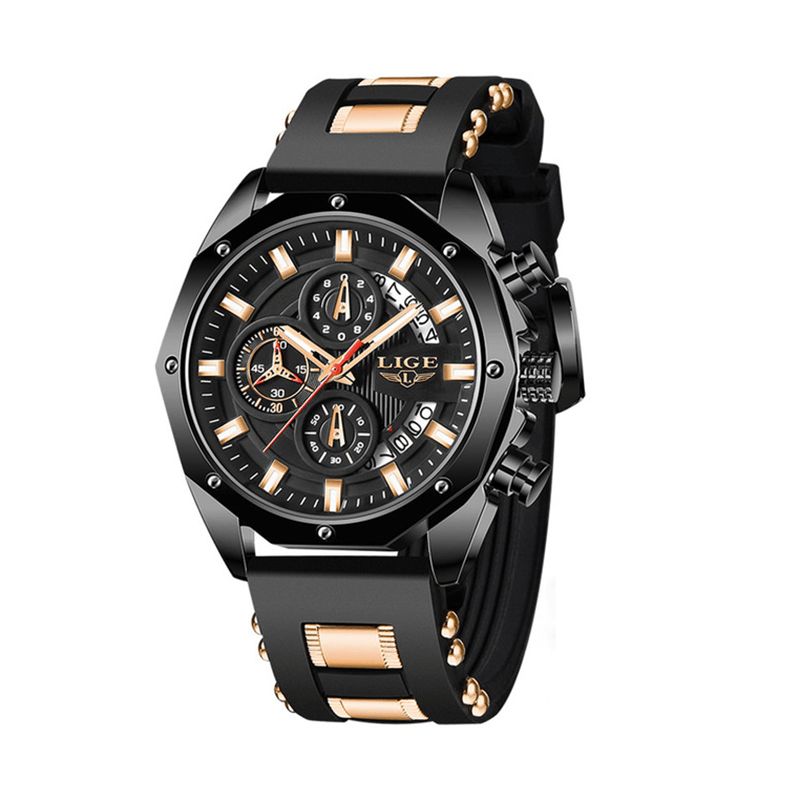 Lige Lg8908 Luminous Disply Męskie Sport Zegarek Chronograph 30M Wodoodporny Zegarek Kwarcowy