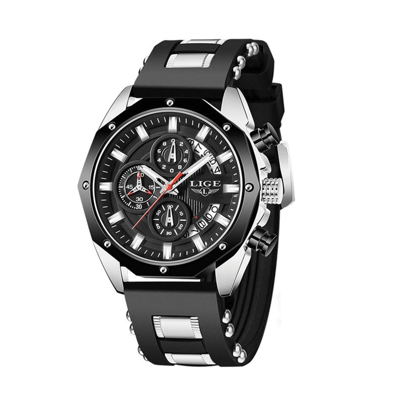 Lige Lg8908 Luminous Disply Męskie Sport Zegarek Chronograph 30M Wodoodporny Zegarek Kwarcowy