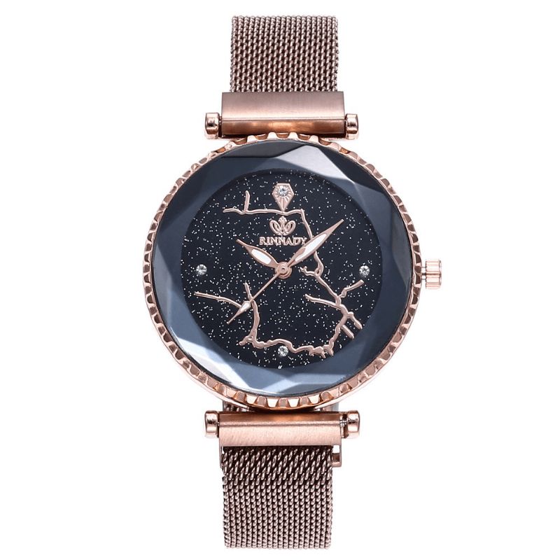 Luksusowy Prosty Zegarek Kwarcowy Z Gwiaździstym Niebem Crystal Lady Dress Moda Damskie Watch