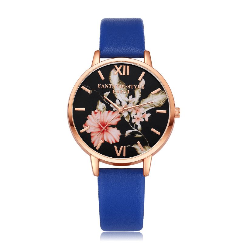 Lvpai Moda Flower Pattern Pu Skórzany Pasek Womenwrist Zegarek Damska Sukienka Zegarek Kwarcowy