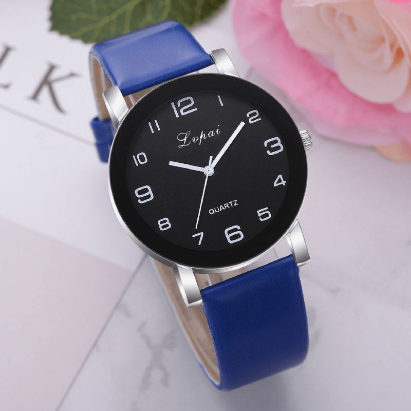 Lvpai P383 Moda Codzienne Simple Big Dial Pu Skórzany Pasek Damski Zegarek Kwarcowy