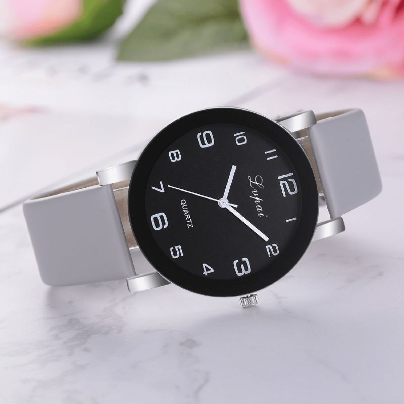 Lvpai P383 Moda Codzienne Simple Big Dial Pu Skórzany Pasek Damski Zegarek Kwarcowy