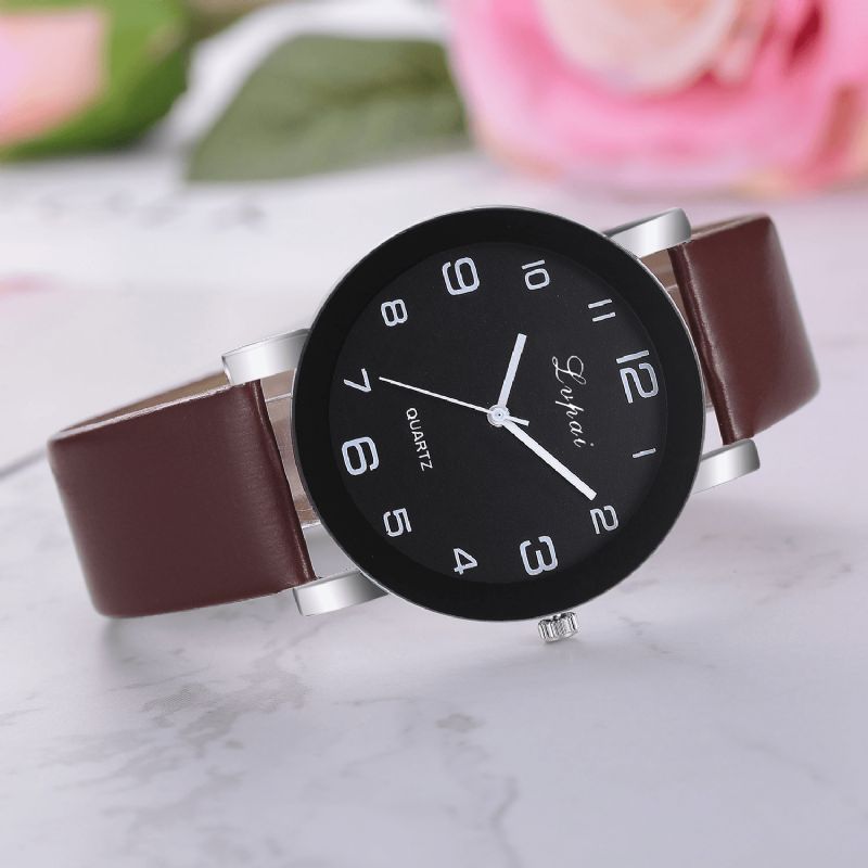 Lvpai P383 Moda Codzienne Simple Big Dial Pu Skórzany Pasek Damski Zegarek Kwarcowy