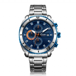 Megir 2075 Business Style Chronograph Luminous Date Display Bransoletka Zapięcie Steel Męskie Quartz Watch