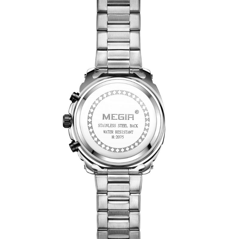 Megir 2075 Business Style Chronograph Luminous Date Display Bransoletka Zapięcie Steel Męskie Quartz Watch