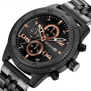 Mini Focus 0230G Moda Męskie Zegarek Wodoodporny Chronograf Wielofunkcyjny Pasek Ze Stali Nierdzewnej Zegarek Kwarcowy