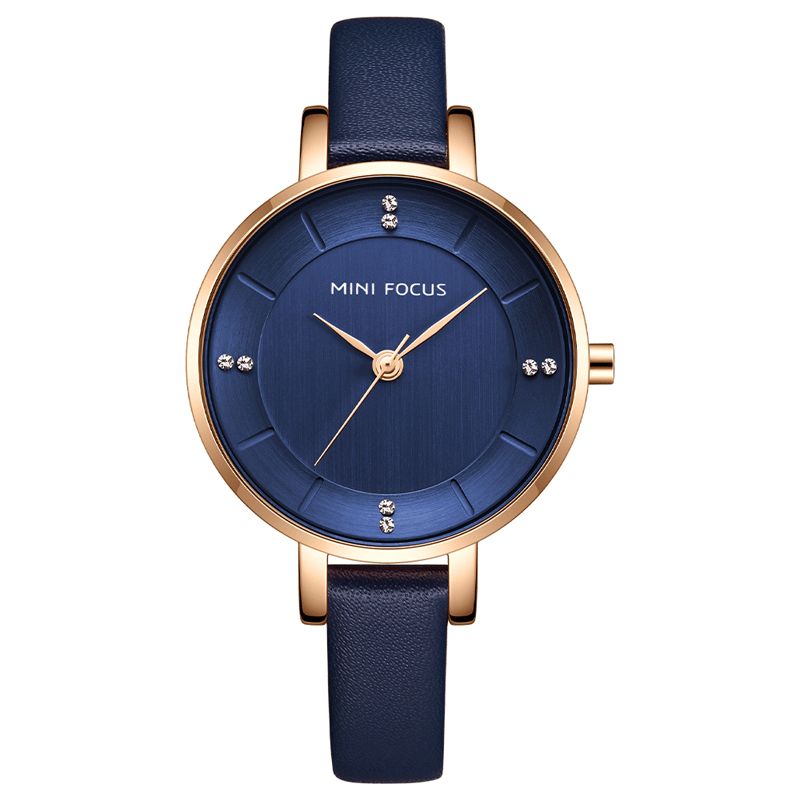 Mini Focus 0255L Moda Damskie Zegarek Lekki Luksusowy Wodoodporny Prosty Skórzany Pasek Lady Quartz Watch