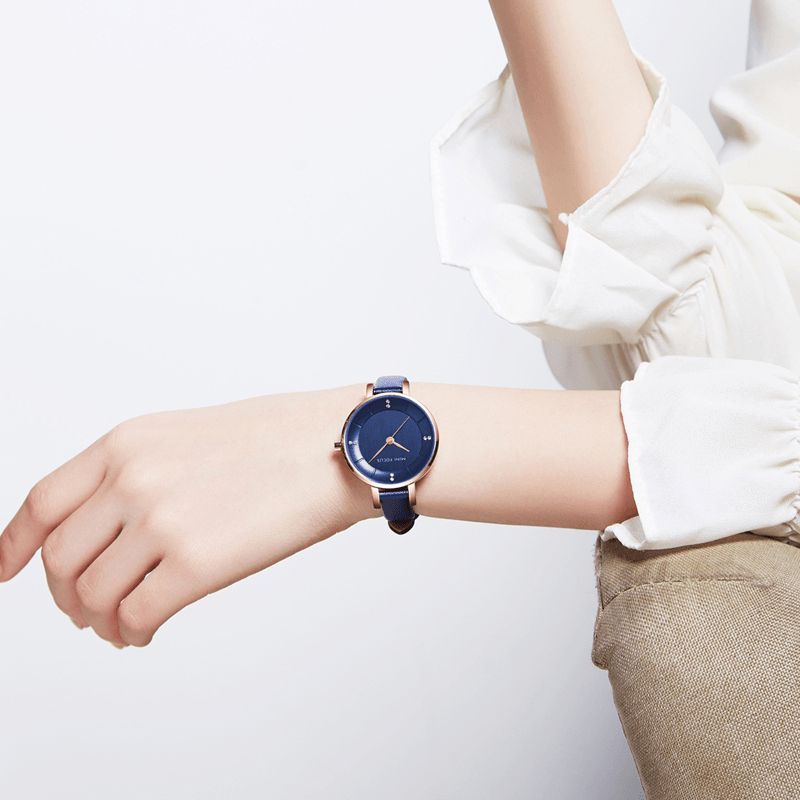 Mini Focus 0255L Moda Damskie Zegarek Lekki Luksusowy Wodoodporny Prosty Skórzany Pasek Lady Quartz Watch