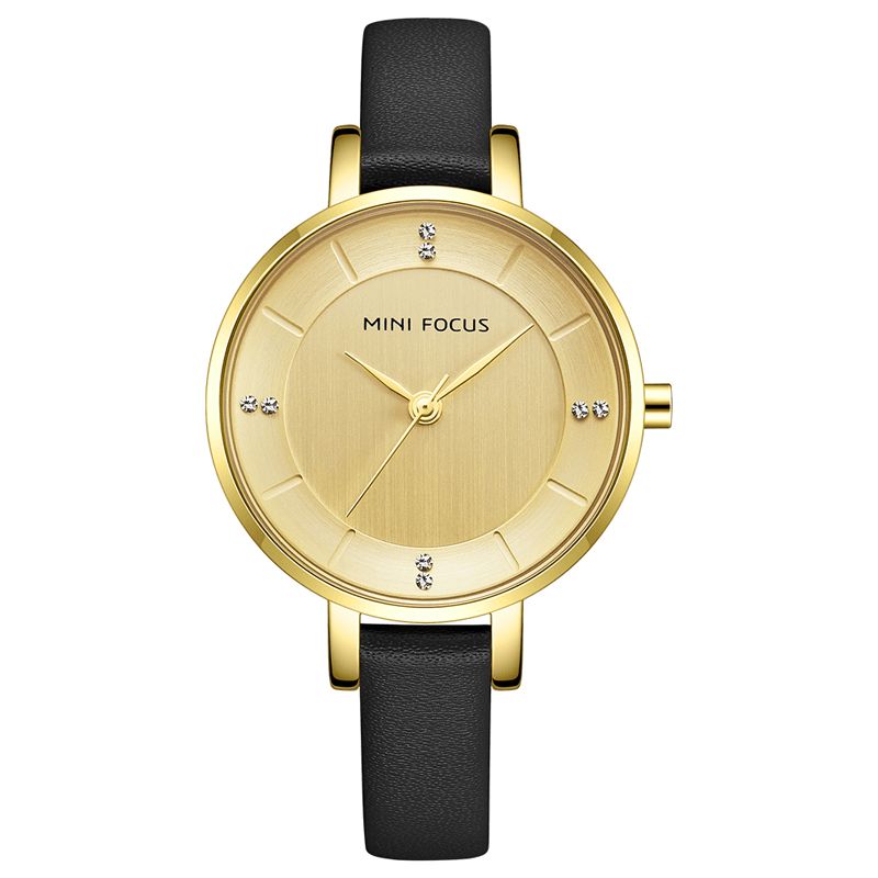 Mini Focus 0255L Moda Damskie Zegarek Lekki Luksusowy Wodoodporny Prosty Skórzany Pasek Lady Quartz Watch