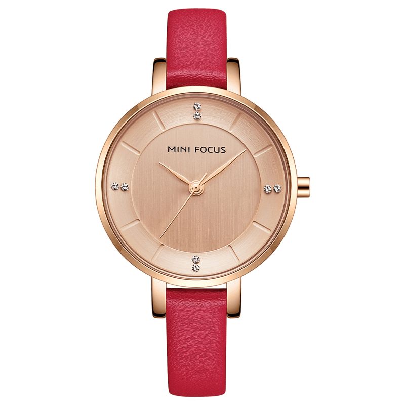 Mini Focus 0255L Moda Damskie Zegarek Lekki Luksusowy Wodoodporny Prosty Skórzany Pasek Lady Quartz Watch