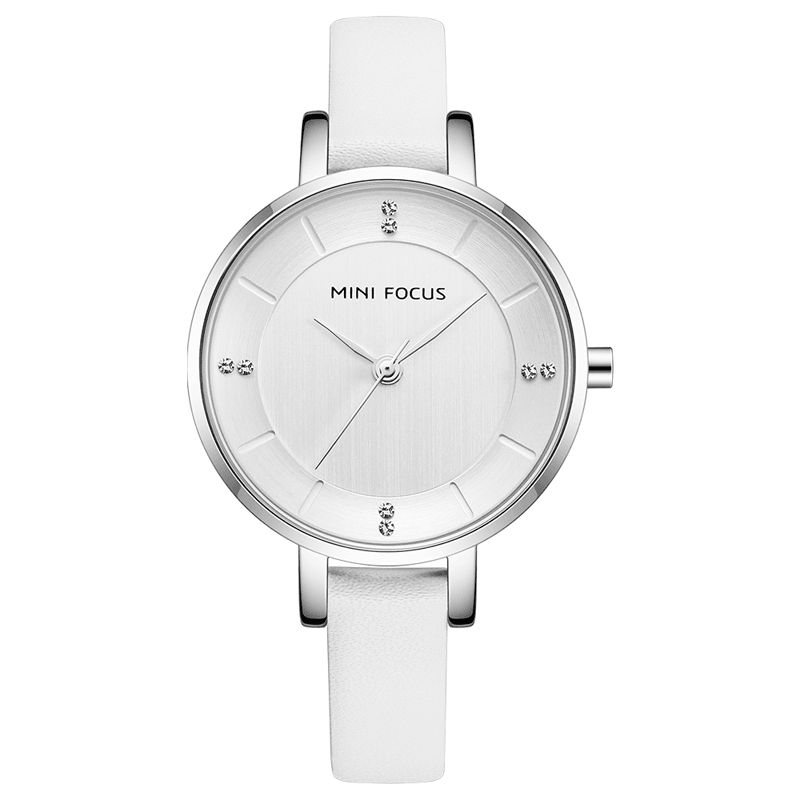 Mini Focus 0255L Moda Damskie Zegarek Lekki Luksusowy Wodoodporny Prosty Skórzany Pasek Lady Quartz Watch