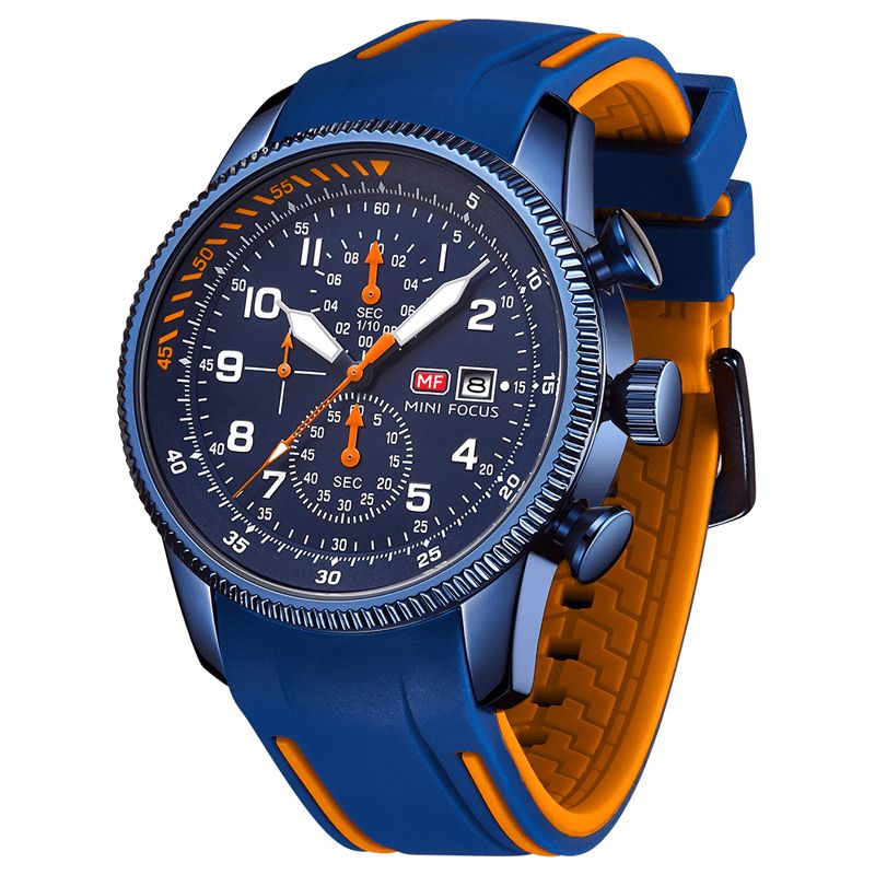 Mini Focus 0379G Sportowy Zegarek Męski Luminous Date Display Chronograph Wielofunkcyjny Wodoodporny Modny Zegarek Kwarcowy