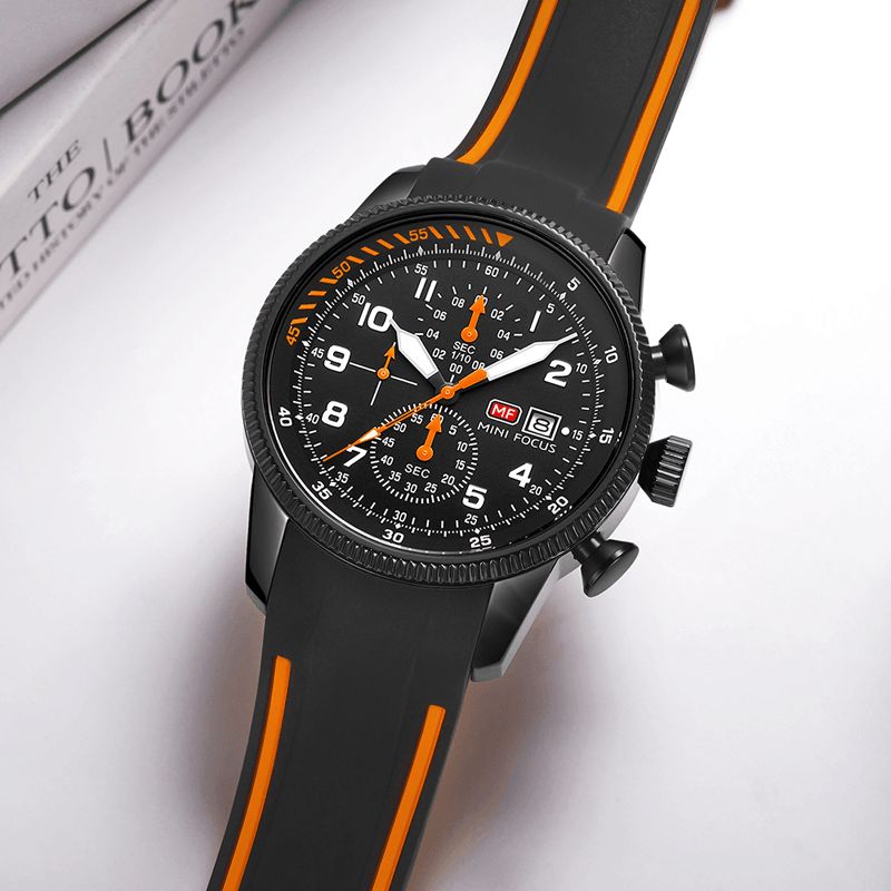 Mini Focus 0379G Sportowy Zegarek Męski Luminous Date Display Chronograph Wielofunkcyjny Wodoodporny Modny Zegarek Kwarcowy