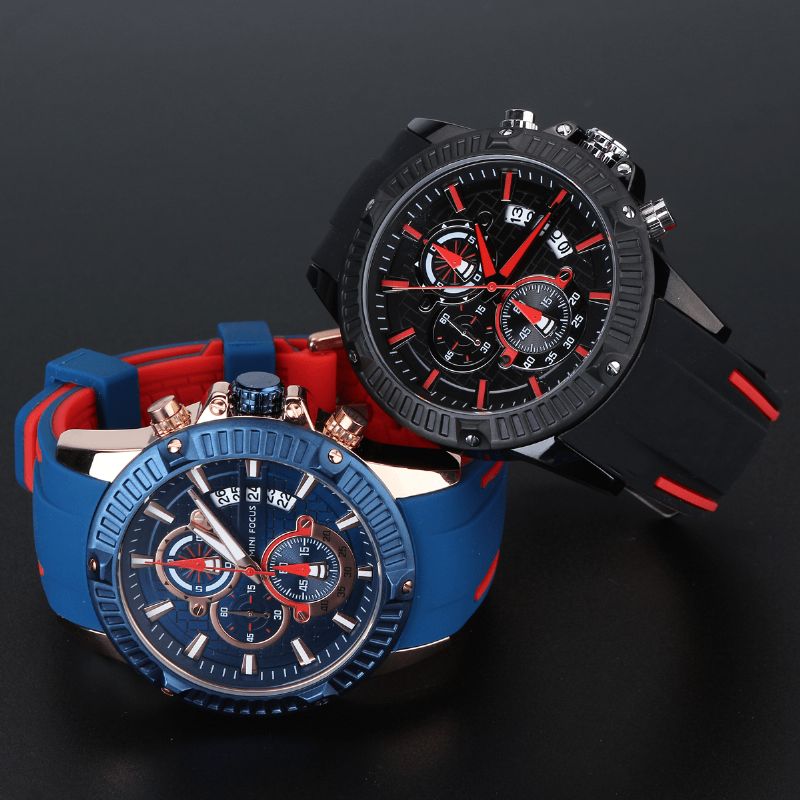 Mini Focus Moda Męskie Zegarek Chronograph Luminous Date Display Wodoodporny Zegarek Kwarcowy