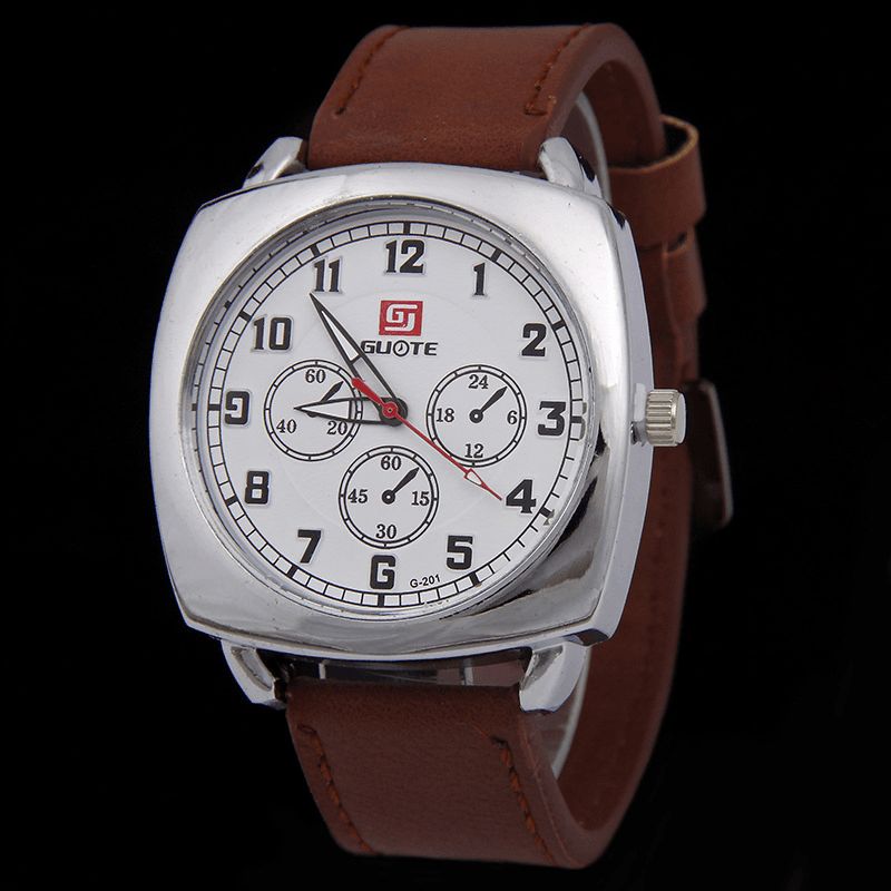 Moda Alloy Pu Leather Strape Sports Square Zegarek Head Military Zegarek Belt Quartz Watch