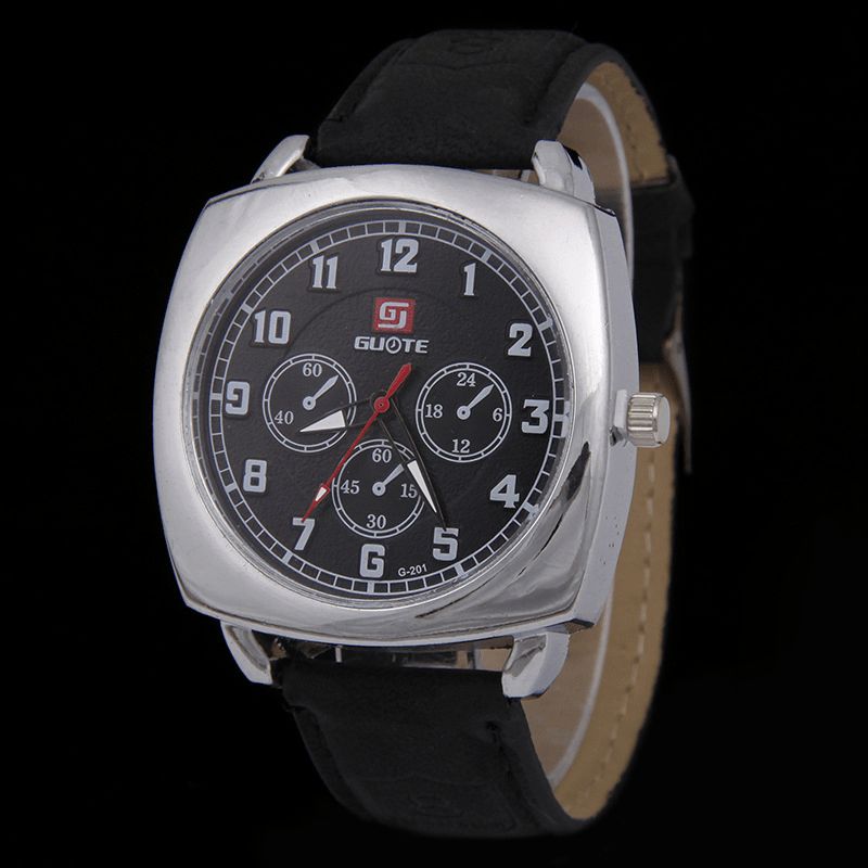 Moda Alloy Pu Leather Strape Sports Square Zegarek Head Military Zegarek Belt Quartz Watch