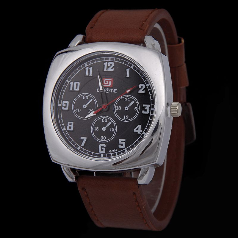 Moda Alloy Pu Leather Strape Sports Square Zegarek Head Military Zegarek Belt Quartz Watch