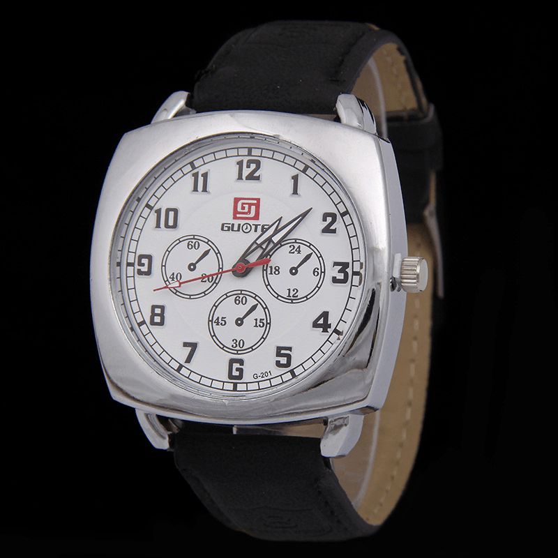 Moda Alloy Pu Leather Strape Sports Square Zegarek Head Military Zegarek Belt Quartz Watch